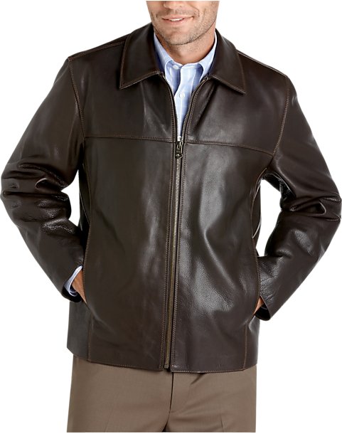 Marc New York Brown Leather Classic Fit Jacket - Men's | Men's Wearhouse