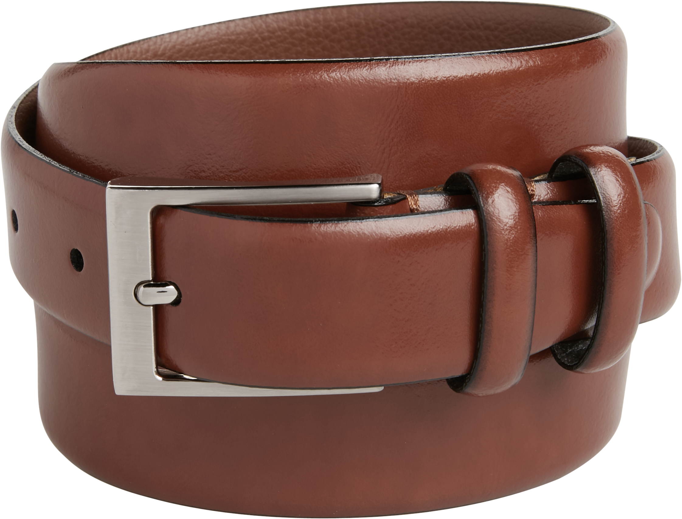 Cognac Double Loop Leather Dress Belt - Men's HDN | Men's Wearhouse