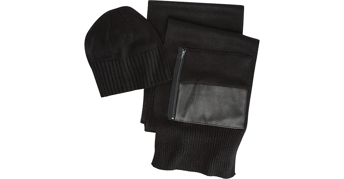 Egara Black Hat & Scarf Set Men's Sale Men's Wearhouse