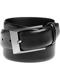 Men's Wearhouse Black Leather Belt with Brushed Metal Buckle