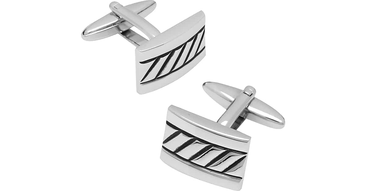 Pronto Uomo Silver Rectangle Cufflinks Men's Brands Men's Wearhouse