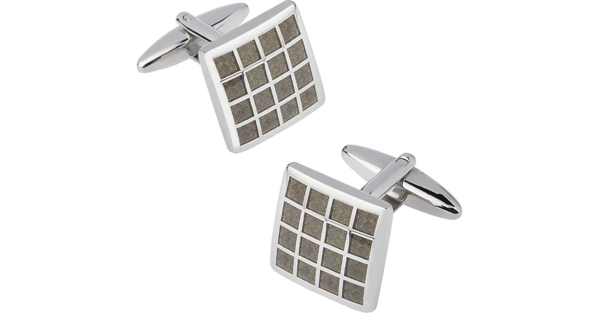 Pronto Uomo Silver Grid Cufflinks Men's Brands Men's Wearhouse