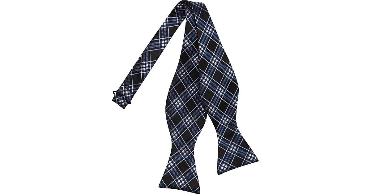 Campia Moda Blue And Black Plaid Silk Bow Tie - Men's | Men's Wearhouse