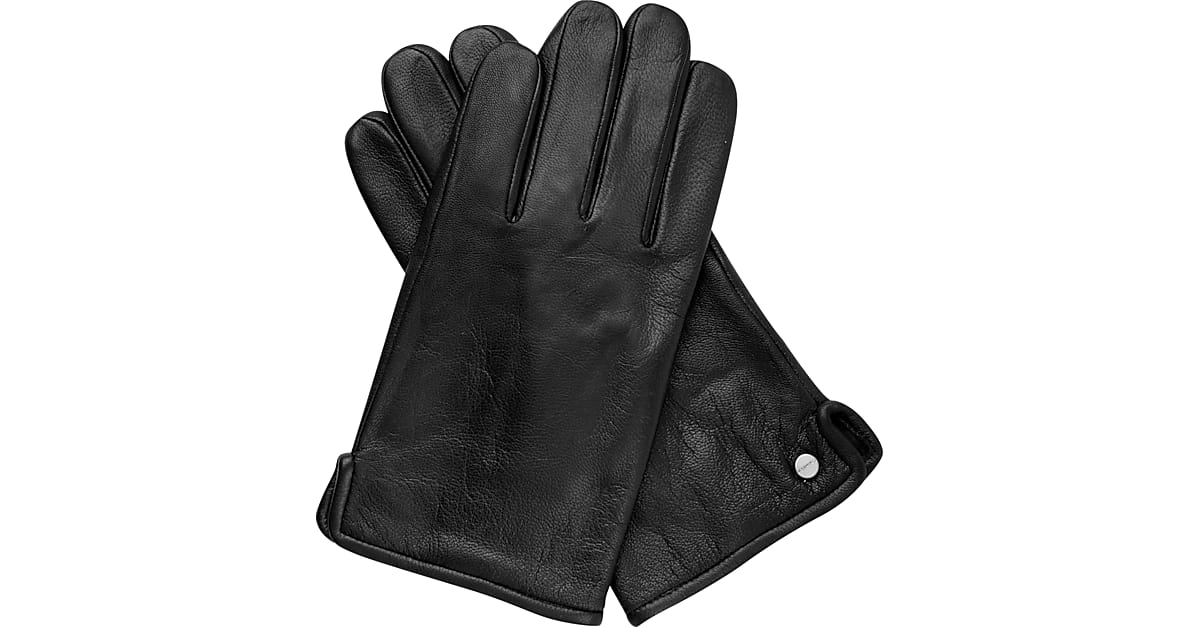 Calvin Klein Black Leather Gloves - Men's Brands | Men's Wearhouse