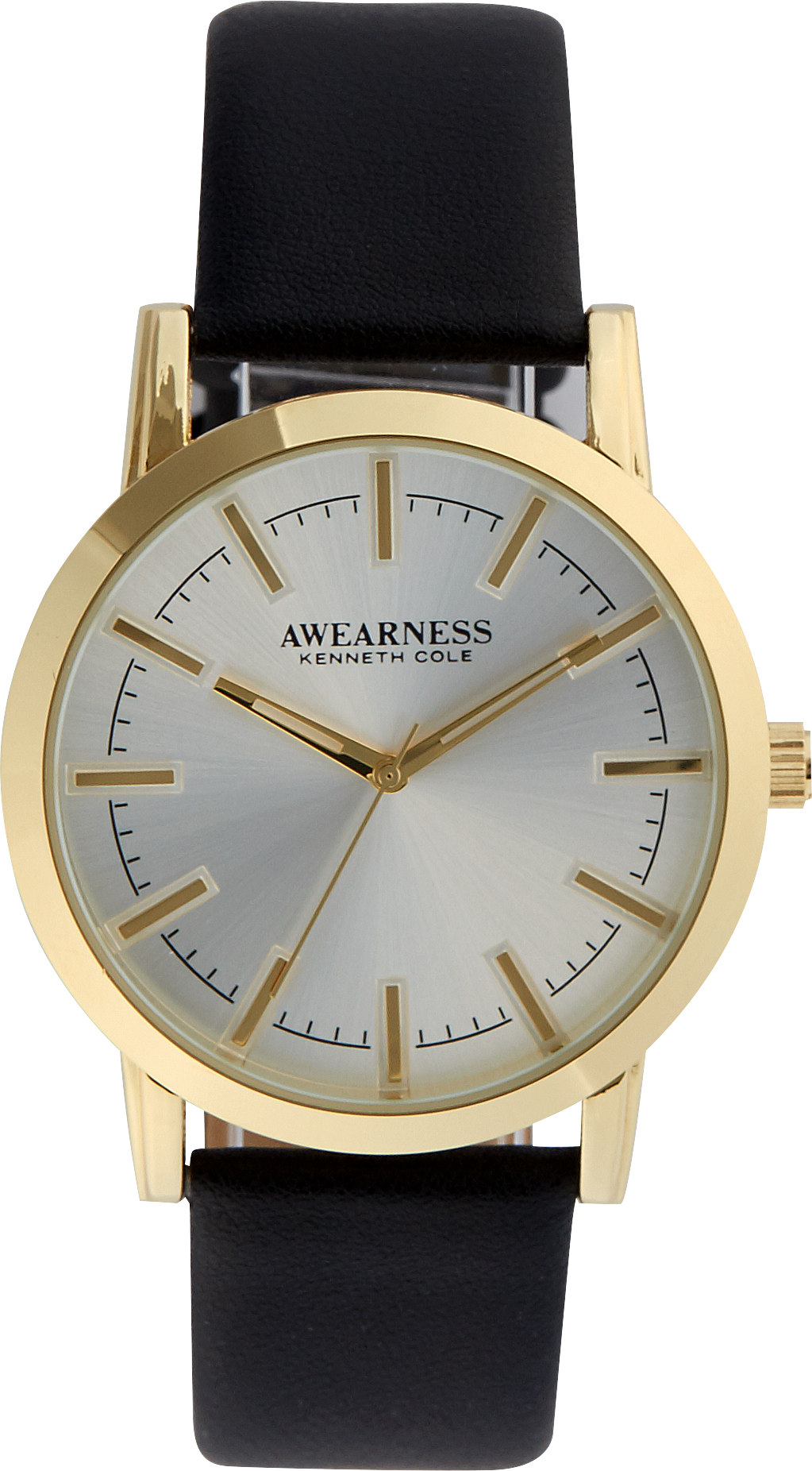 Awearness Kenneth Cole Gold & Black Leather Band Watch - Men's Brands ...