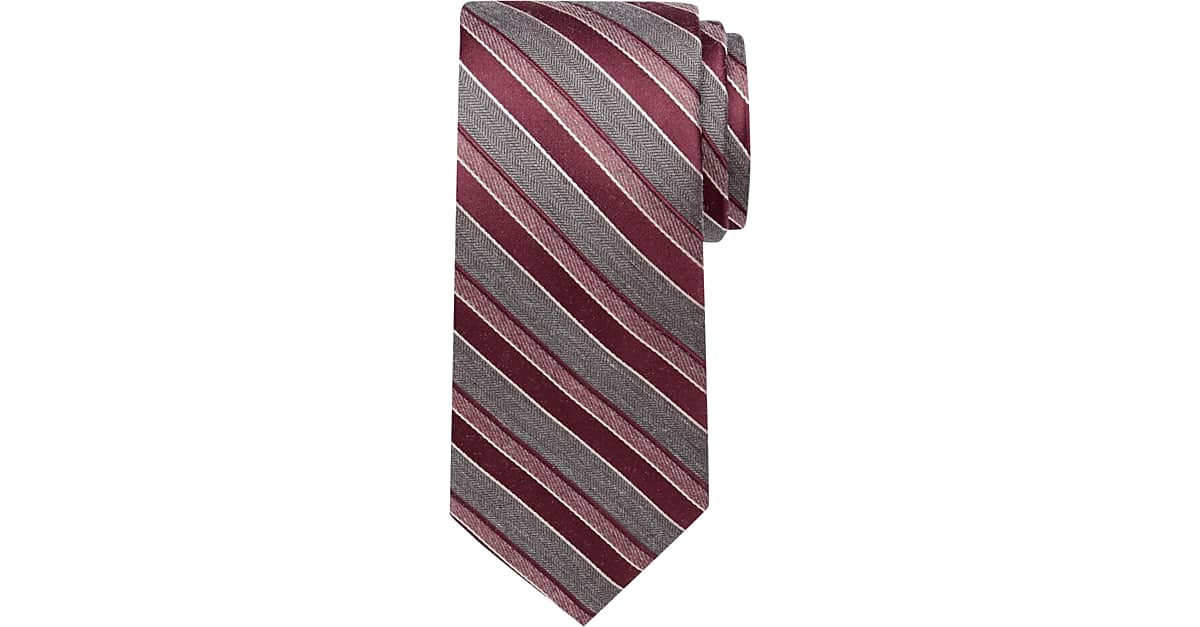 Joseph Abboud Burgundy Gray Stripe Narrow Tie Men S Brands Men S Wearhouse
