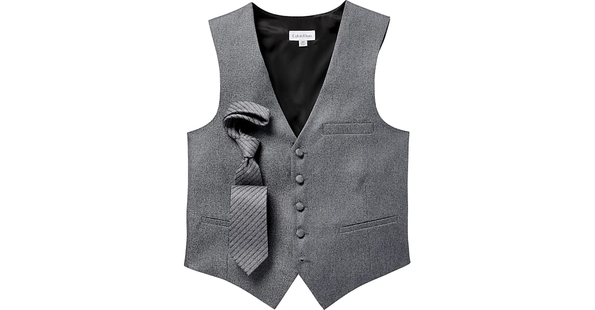 Calvin Klein Gray Vest & Tie Set Men's Big & Tall Men's Wearhouse