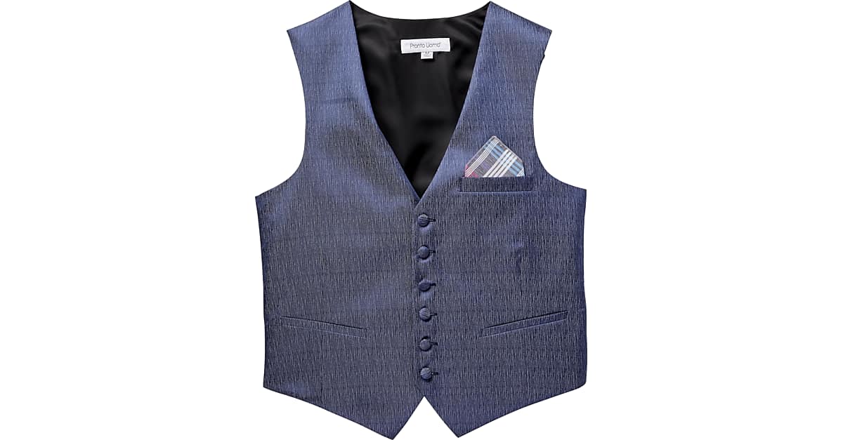 Pronto Uomo Blue Vest & Pocket Square Set - Men's Big & Tall | Men's ...