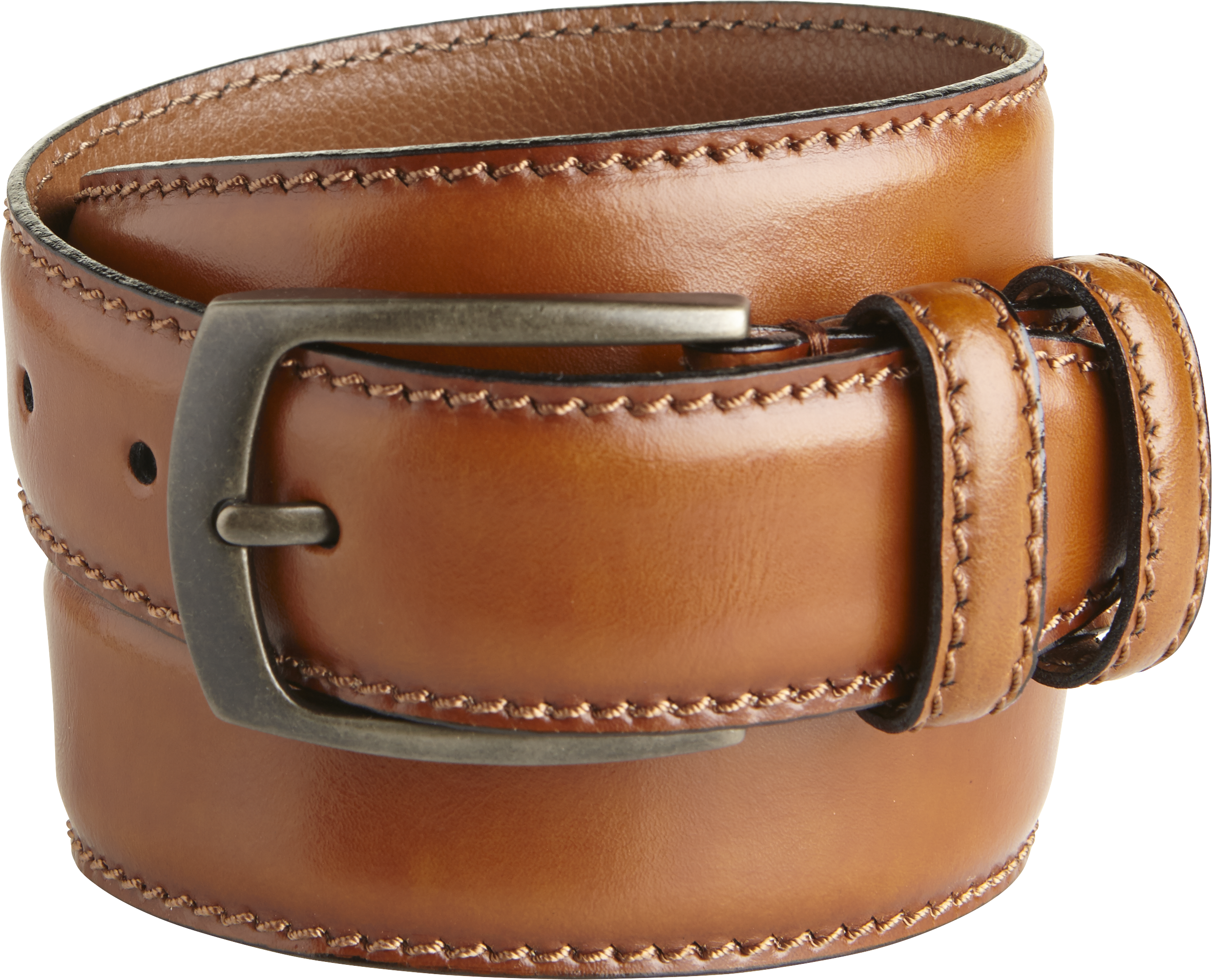 Men's cognac leather dress belt clearance