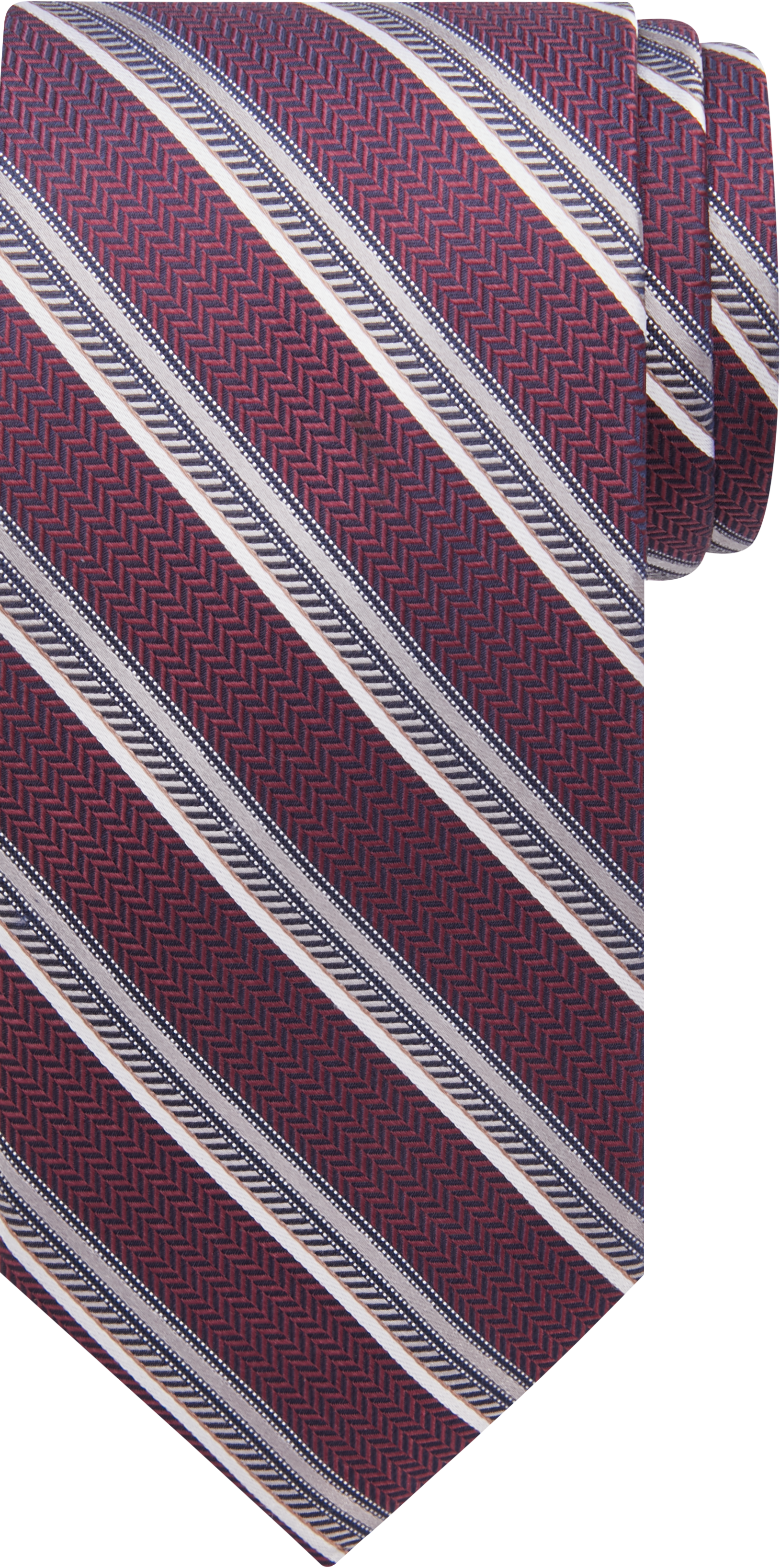 Joseph Abboud Burgundy Stripe Narrow Tie - Men's Brands | Men's Wearhouse