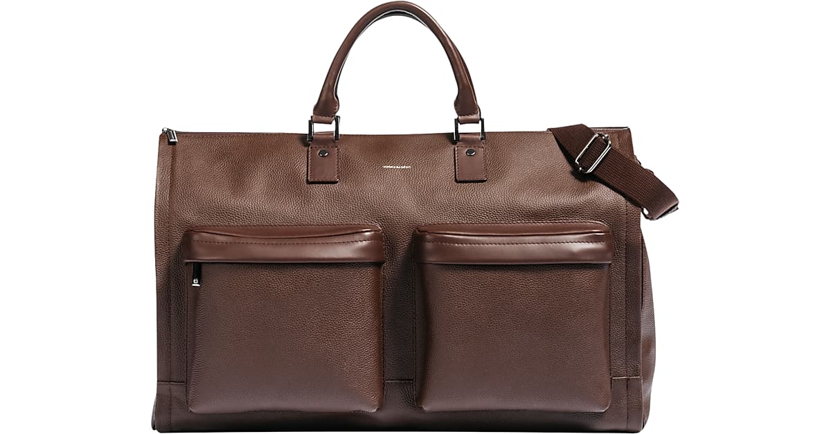 Hook & Albert Brown Leather Garment Weekender Bag - Men's ...