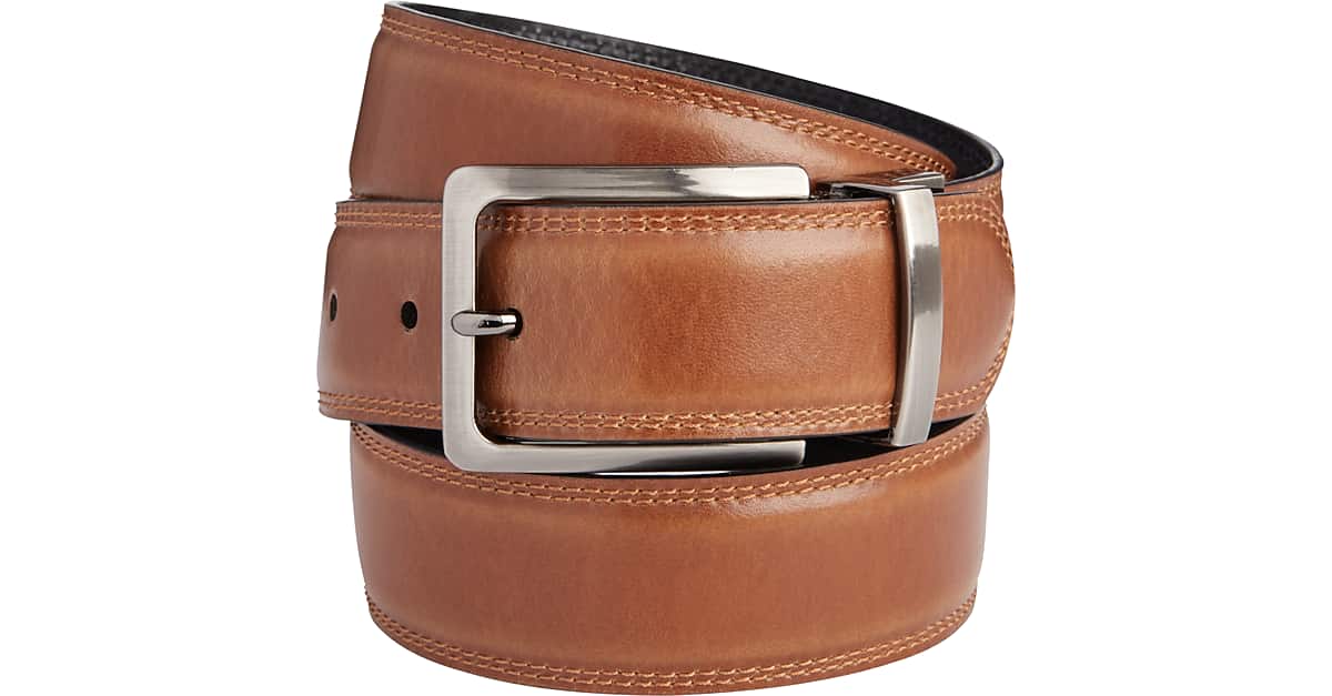 Men's Wearhouse Reversible Leather Belt, Cognac Brown & Black Men's