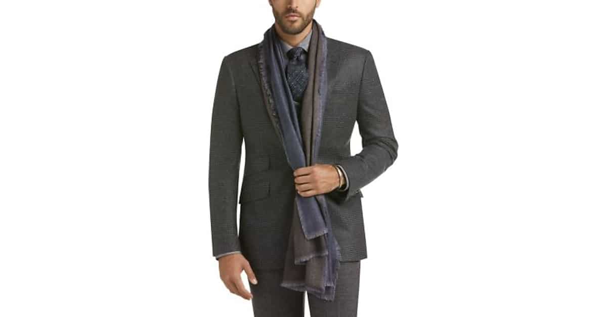 Joseph Abboud Collection Navy & Brown Cashmere & Silk Scarf Men's VIP