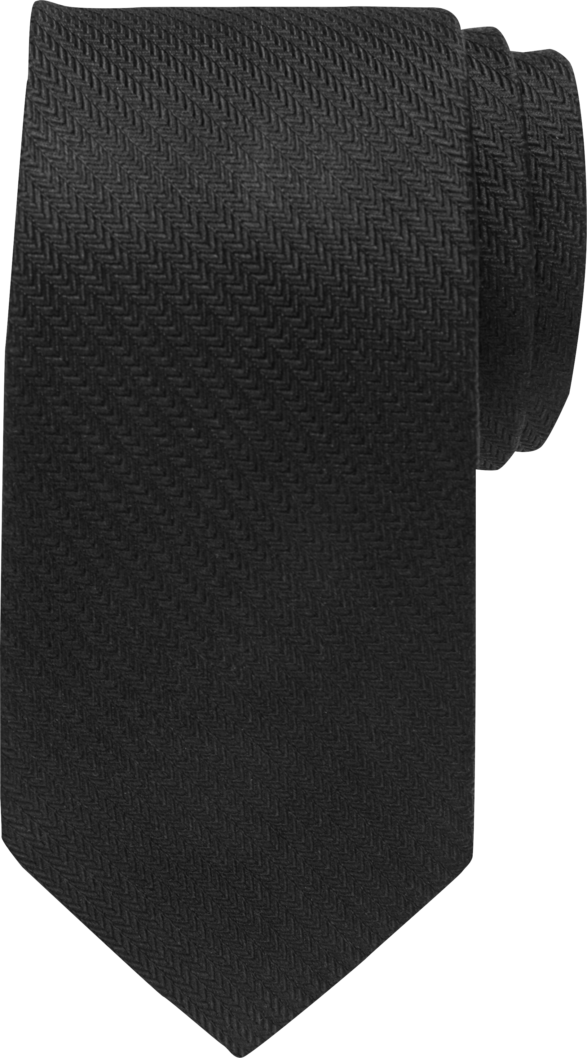 Mens Accessories - BLACK by Vera Wang Formal Tie, Black Herringbone - Men's Wearhouse