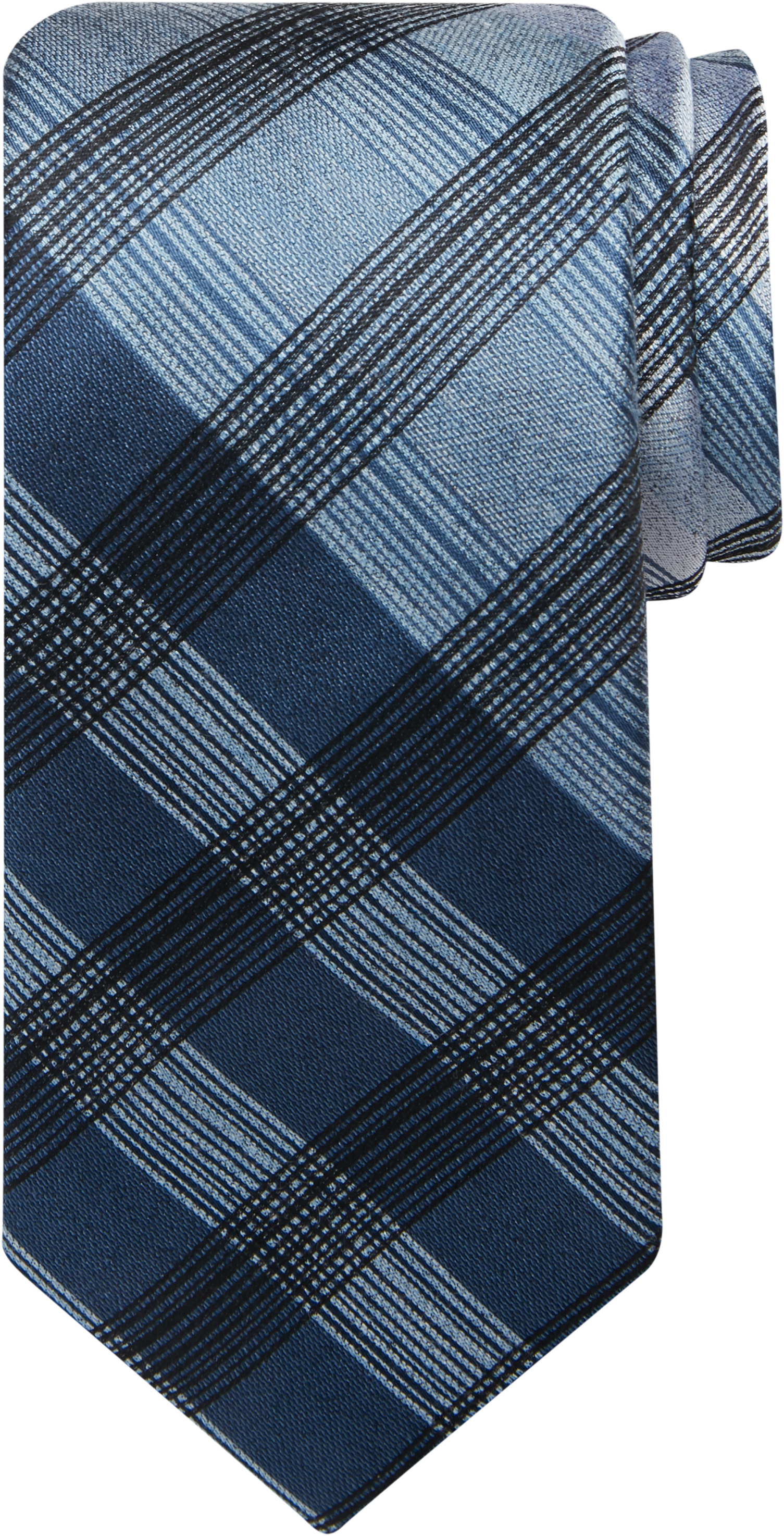 Awearness Kenneth Cole Navy Plaid Narrow Tie Mens Accessories Men