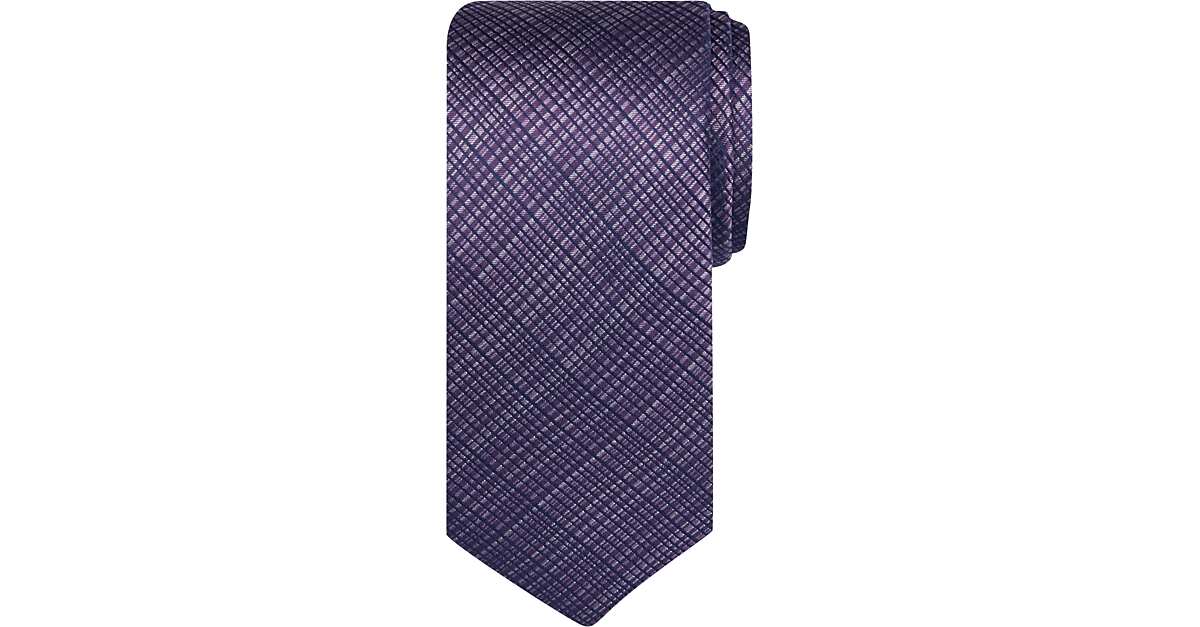 Awearness Kenneth Cole Purple Plaid Tie - Men's Accessories | Men's ...