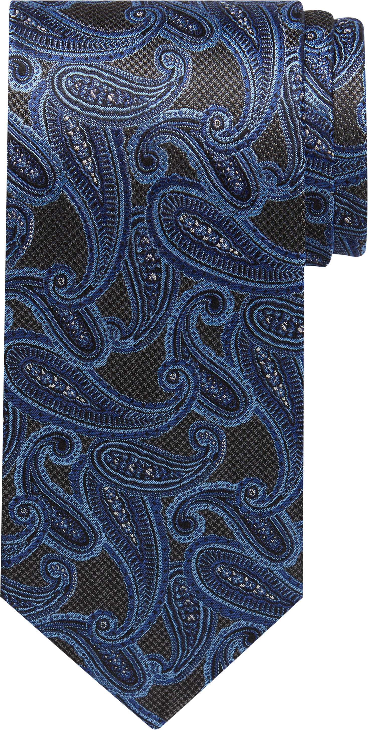 Pronto Uomo Narrow Tie, Blue & Charcoal Paisley - Men's Accessories ...