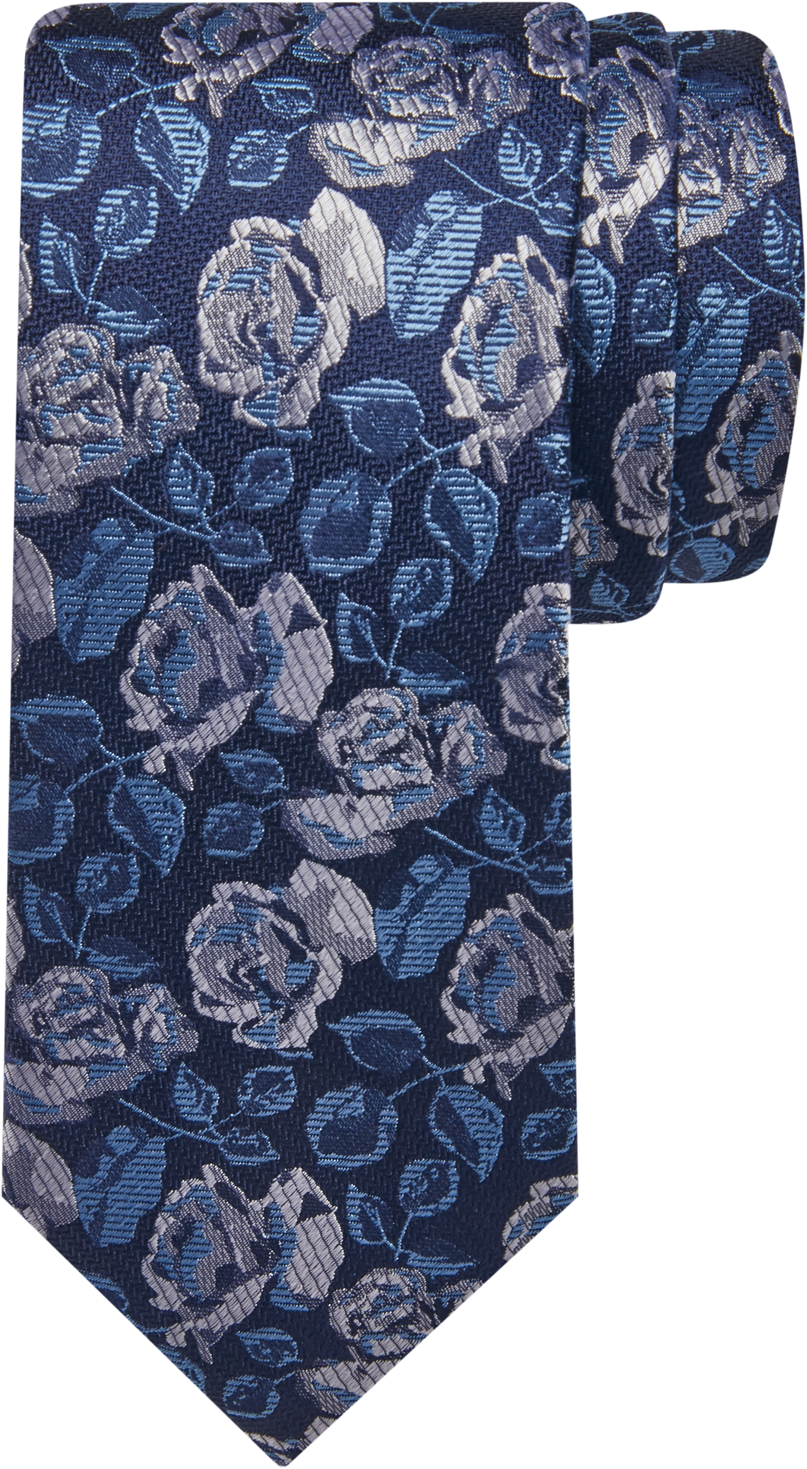 Blue Floral Narrow Silk Necktie