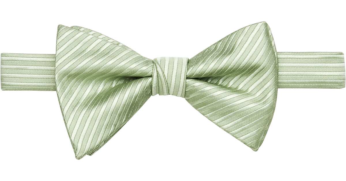 New Men's Pre-tied Bow tie & hankie green red stripes striped wedding formal 