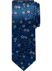Egara Skinny Tie, Navy Blue Floral