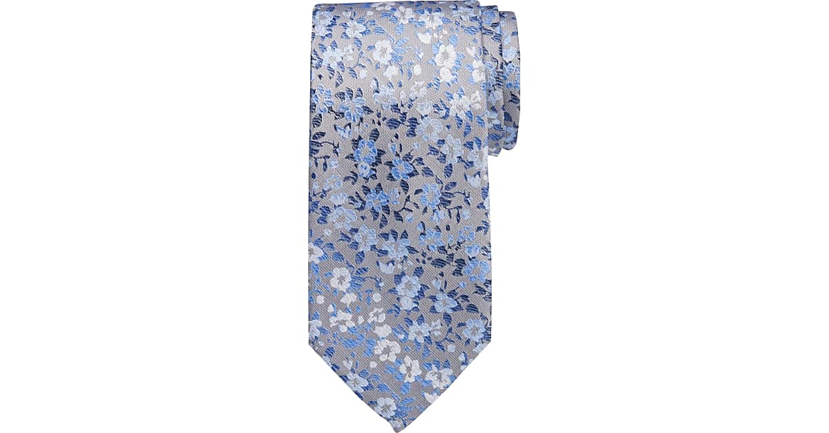 Pronto Uomo Platinum Narrow Tie, Light Blue Floral Men's Accessories