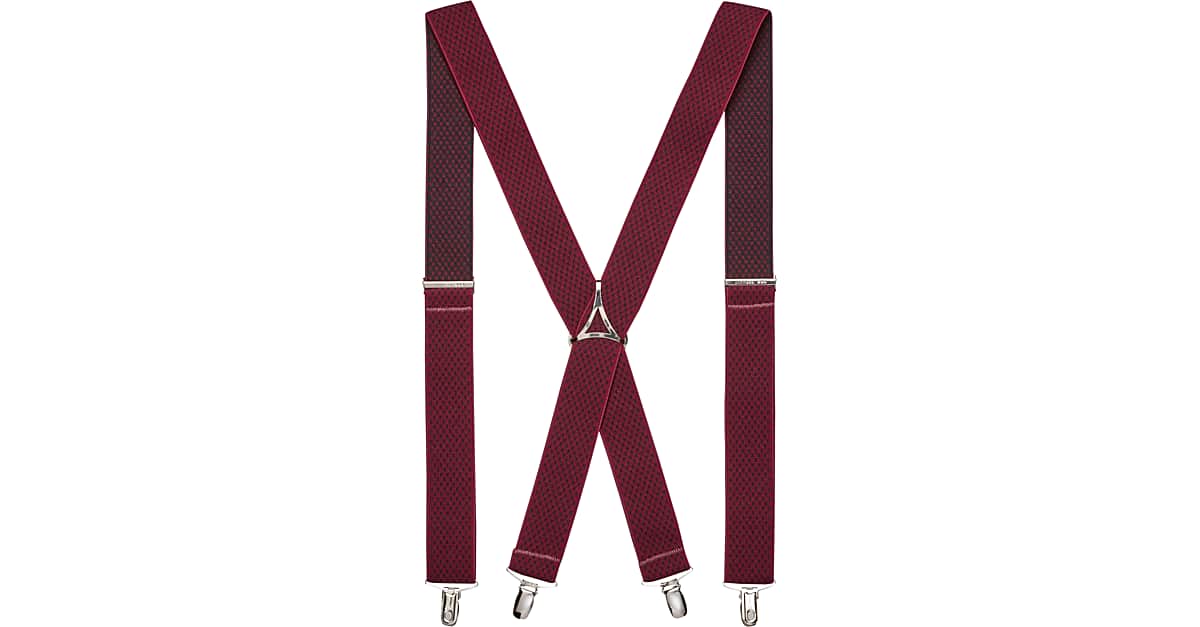 Egara Red & Navy Check Clip Suspenders Men's Sale Men's Wearhouse
