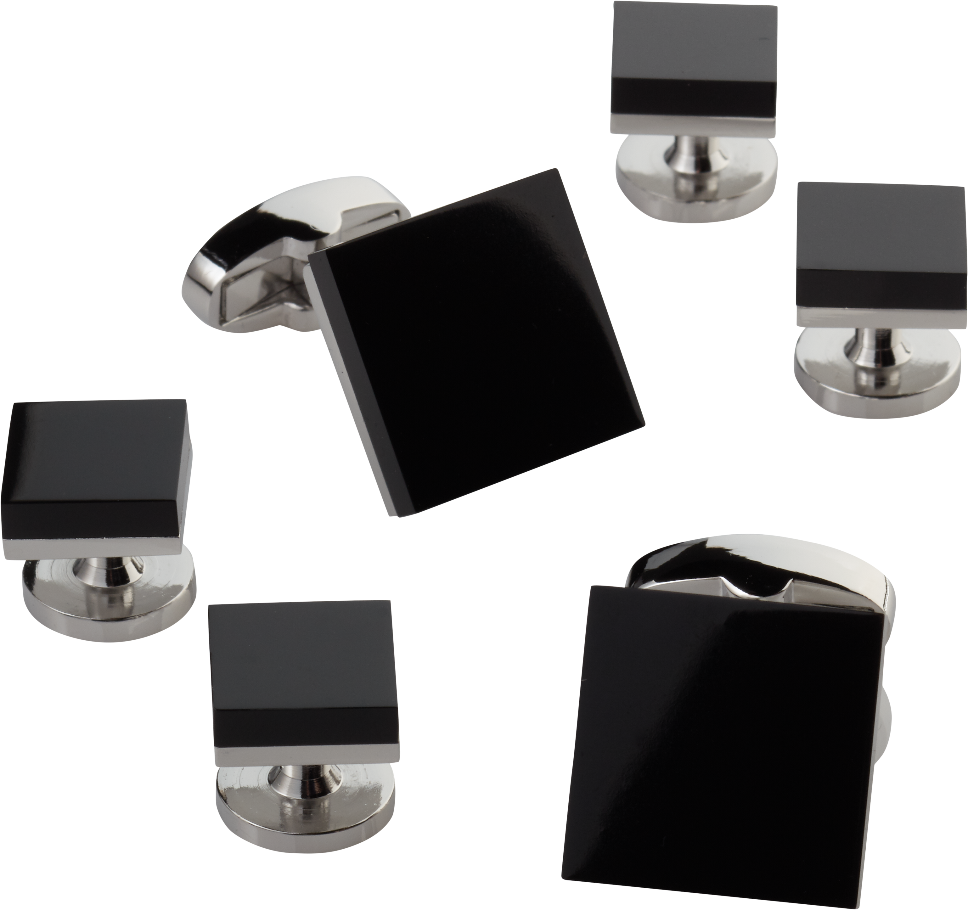 Mens Cufflink & Stud Sets, Tuxedos & Formalwear - BLACK by Vera Wang Onyx Cufflinks & Studs Set - Men's Wearhouse