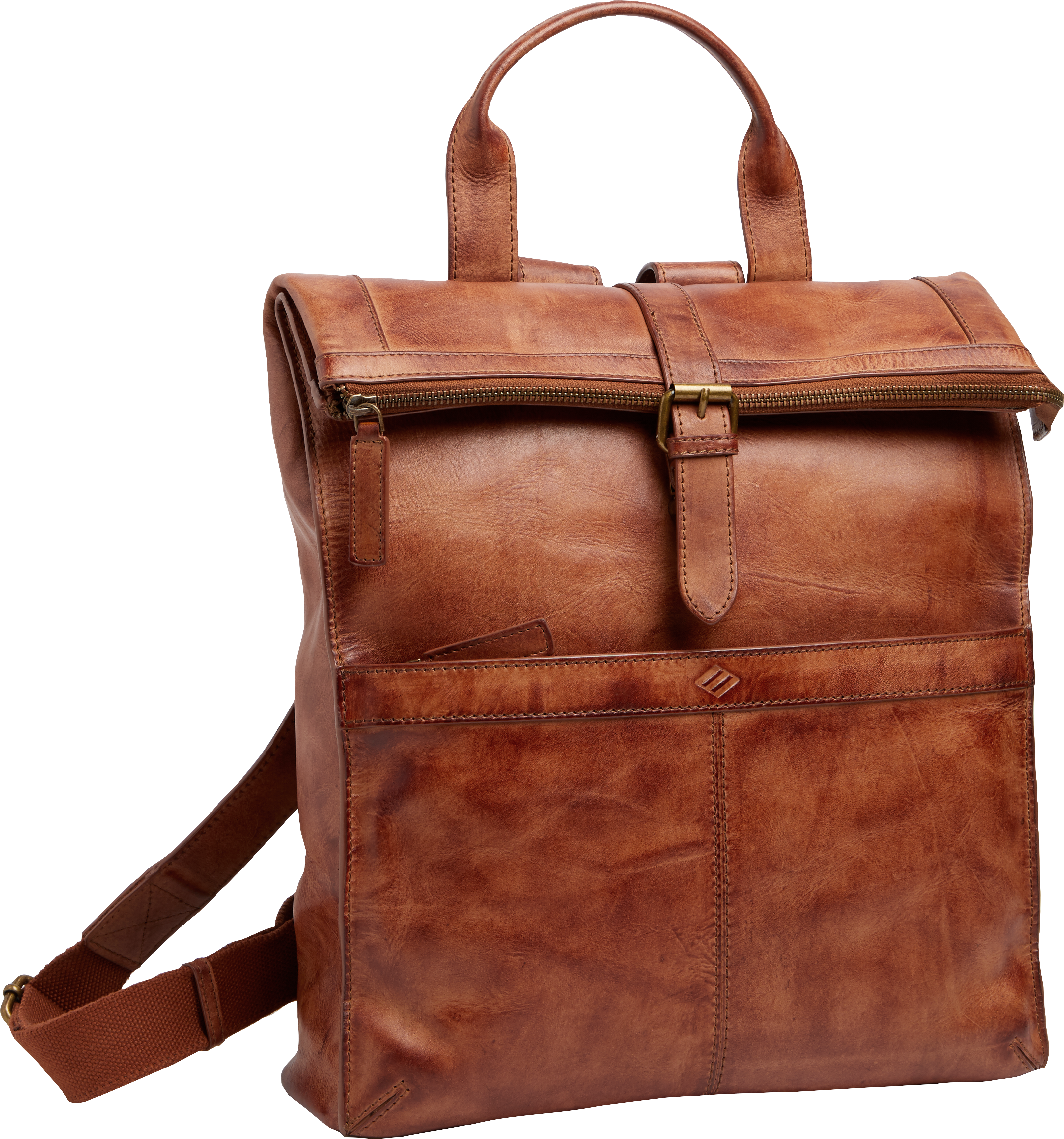 Joseph Abboud Brown Leather Roll-Top Backpack - Men's Accessories | Men ...