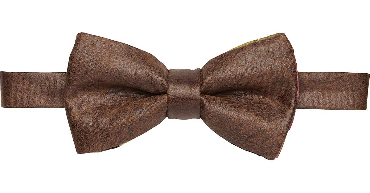 Paisley & Gray Faux Leather PreTied Bow Tie, Cognac Men's