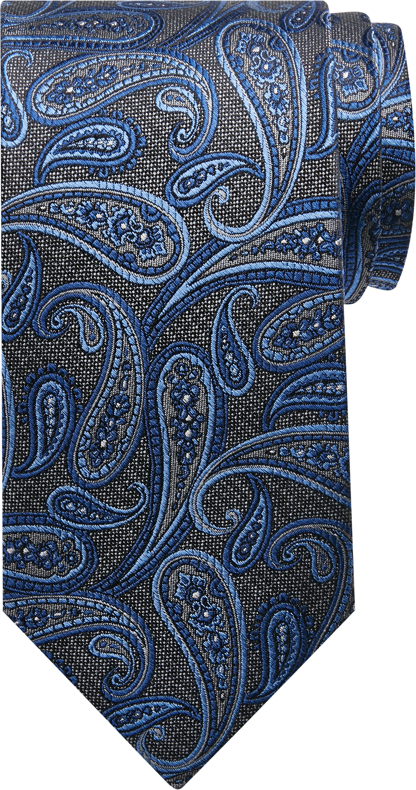 Pronto Uomo Platinum Narrow Tie, Blue & Charcoal Paisley - Men's ...