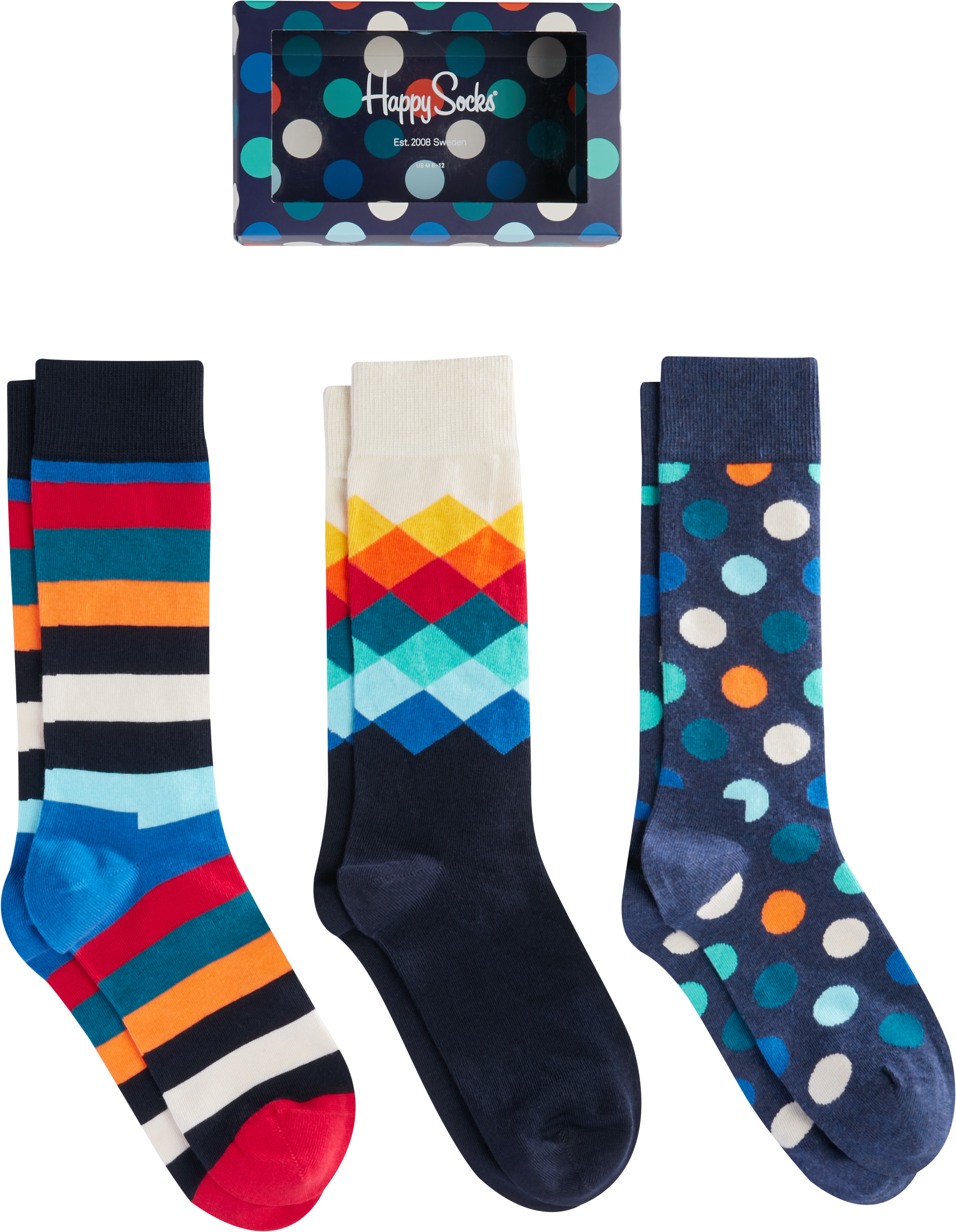 Happy Socks 3 Pack Classic Multi Color Socks Gift Men S Accessories Men S Wearhouse