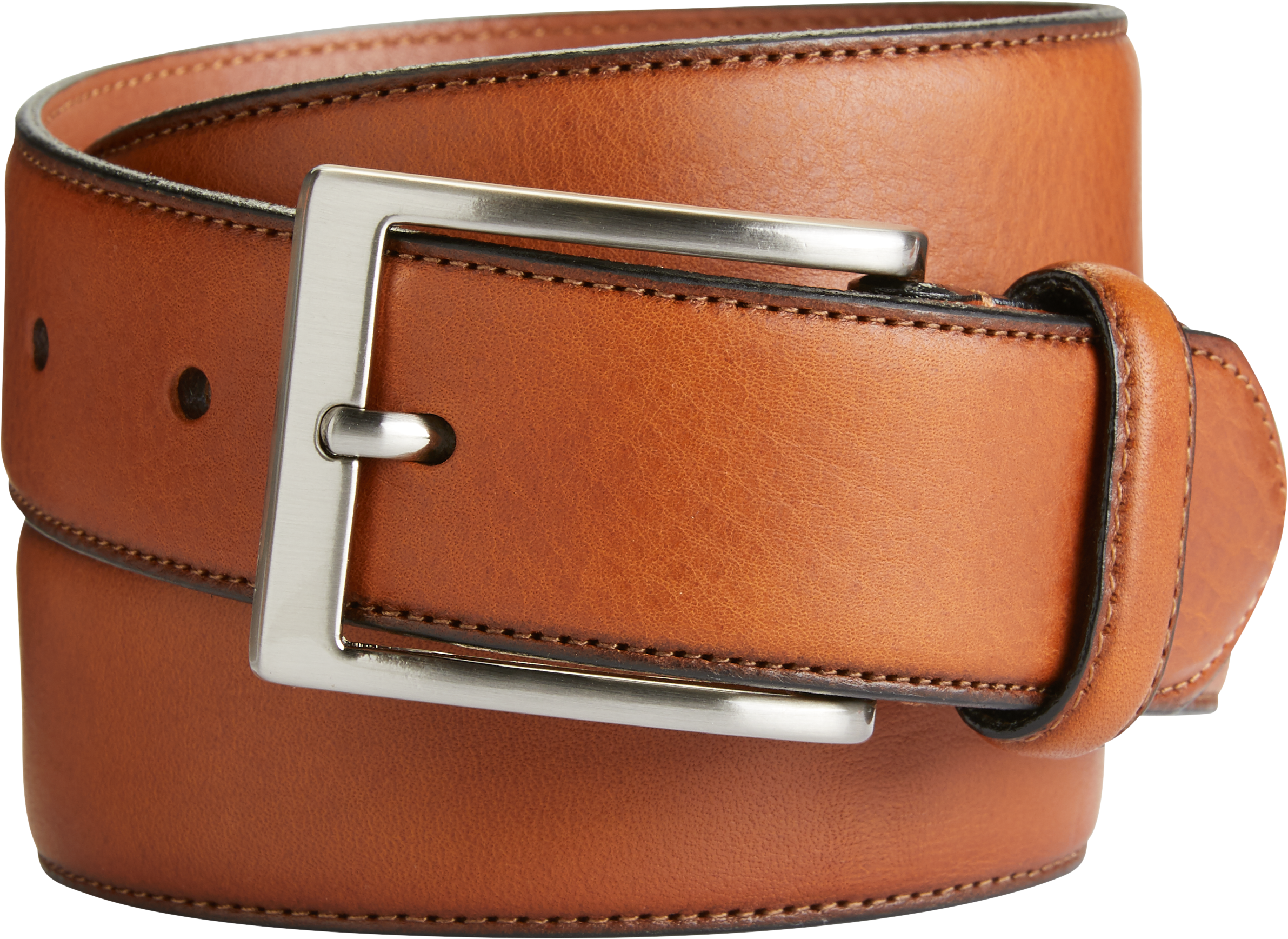 men's cognac leather dress belt