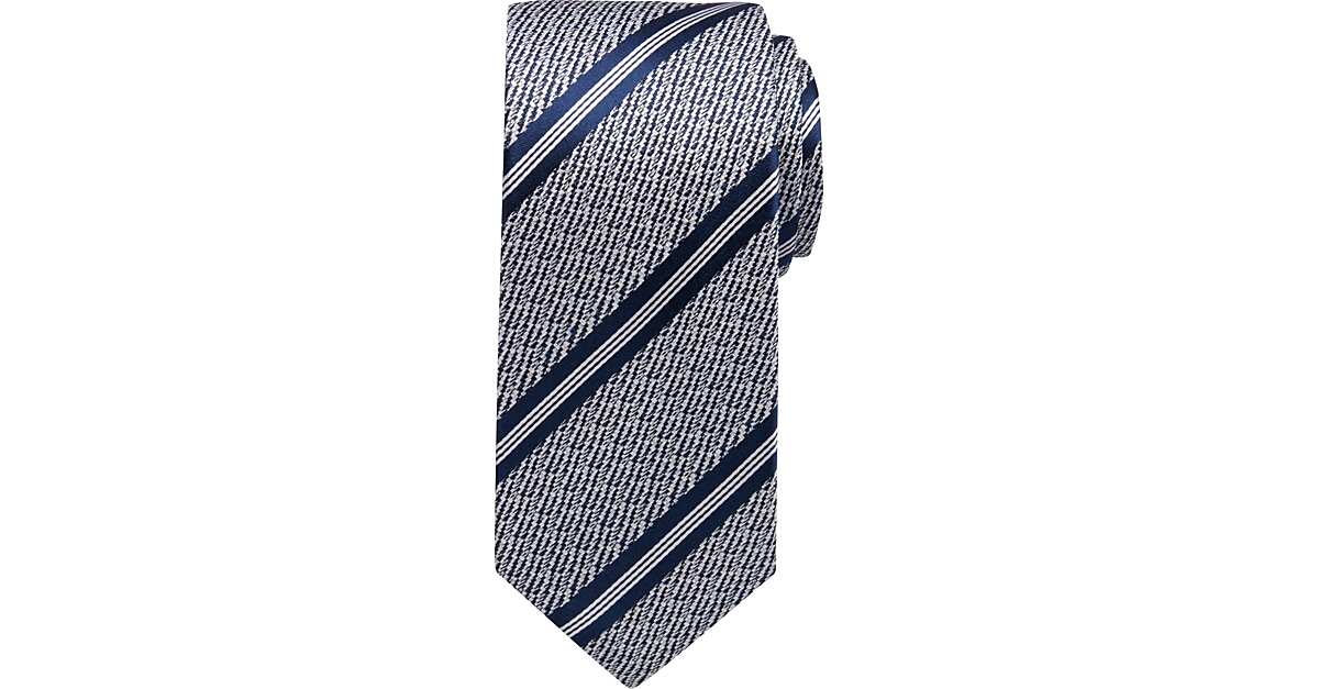 Egara Navy Stripe Narrow Tie - Men's Brands | Men's Wearhouse