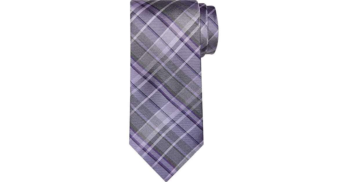 Calvin Klein Narrow Tie, Purple Plaid - Men's Accessories | Men's Wearhouse