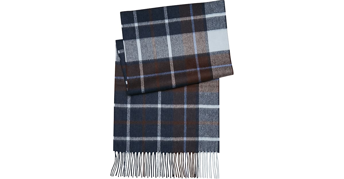 Joseph Abboud Navy Multi Plaid Cashmere Scarf Men's Big & Tall Men