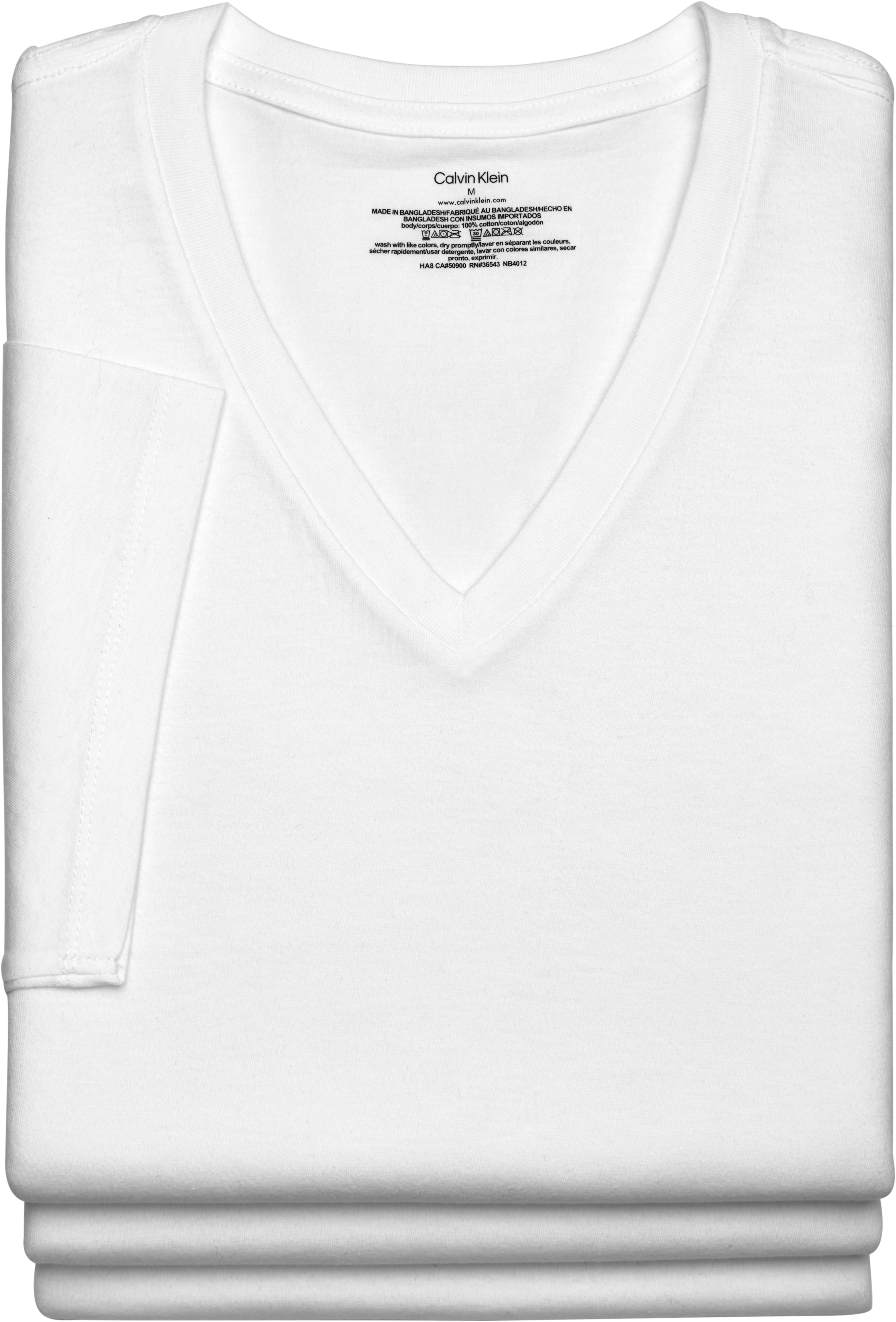 Calvin Klein V-Neck T-Shirt, 3-Pack, White - Men's Shirts | Men's Wearhouse