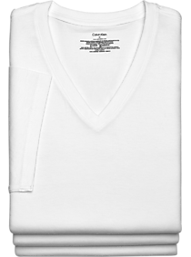 Mens - Calvin Klein V-Neck T-Shirt, 3-Pack, White - Men's Wearhouse