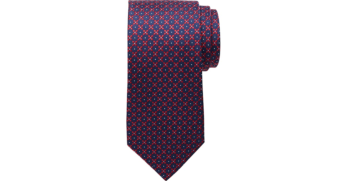 Pronto Uomo Narrow Tie, Red & Blue Floral Grid - Men's Brands | Men's ...