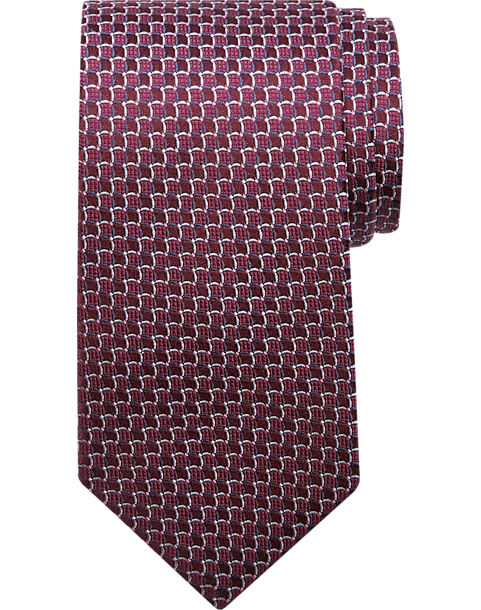 Pronto Uomo Narrow Tie, Burgundy & Pink Mini Check - Men's Brands | Men ...