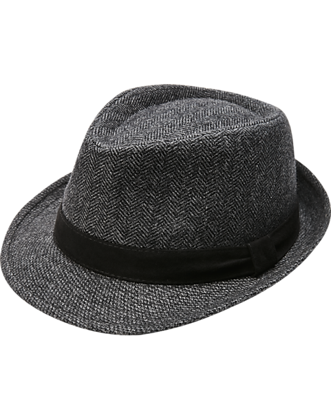 Brooklyn Hat Co. Wool Blend Fedora, Charcoal Tweed - Men's Accessories | Men's Wearhouse zoom in