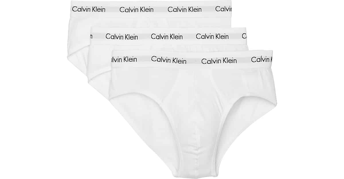 Calvin Klein Classic Fit Cotton Briefs, 3-Pack, White - Men's ...
