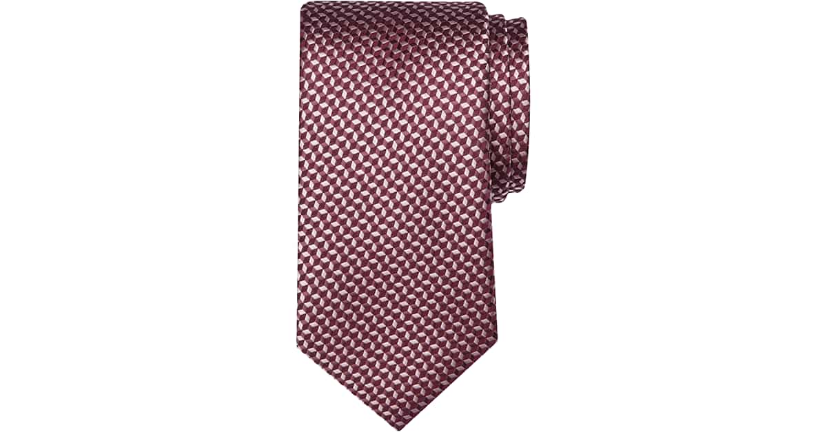 Michael Kors Narrow Silk Tie, Burgundy Geometric - Men's Sale | Men's  Wearhouse