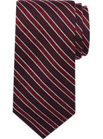 Egara Skinny Tie, Burgundy Stripe