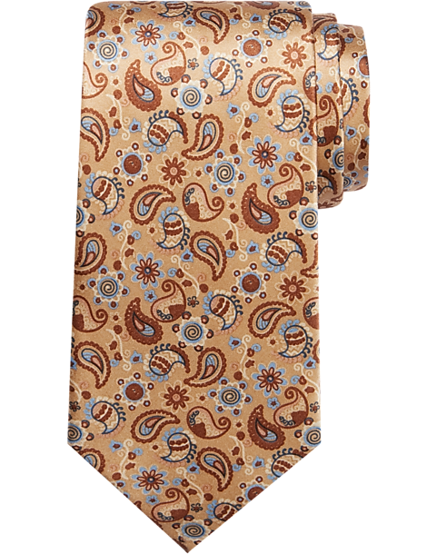 Joseph Mens Abboud Woven in the Finest Silk Narrow Tie (Ornate Gold Paisley Floral)
