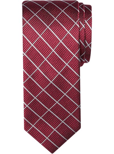Egara Smooth and Stylish Narrow Tie (Red Grid)