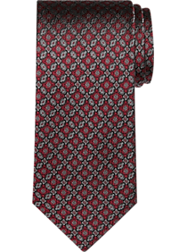 Joseph Abboud Narrow Tie, Black & Red Floral Grid