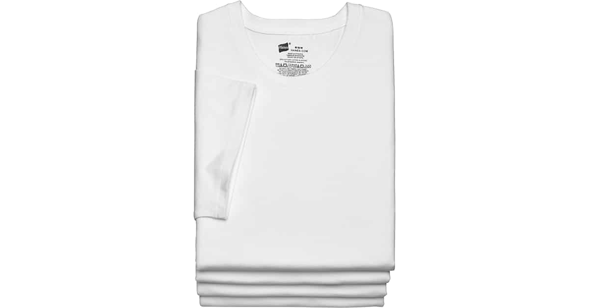 Hanes Stretch Crew Neck T Shirts 4 Pack White Mens Shirts Mens Wearhouse