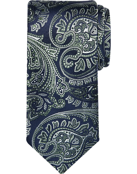 Awearness Kenneth Cole Narrow Tie, Olive Fancy Paisley