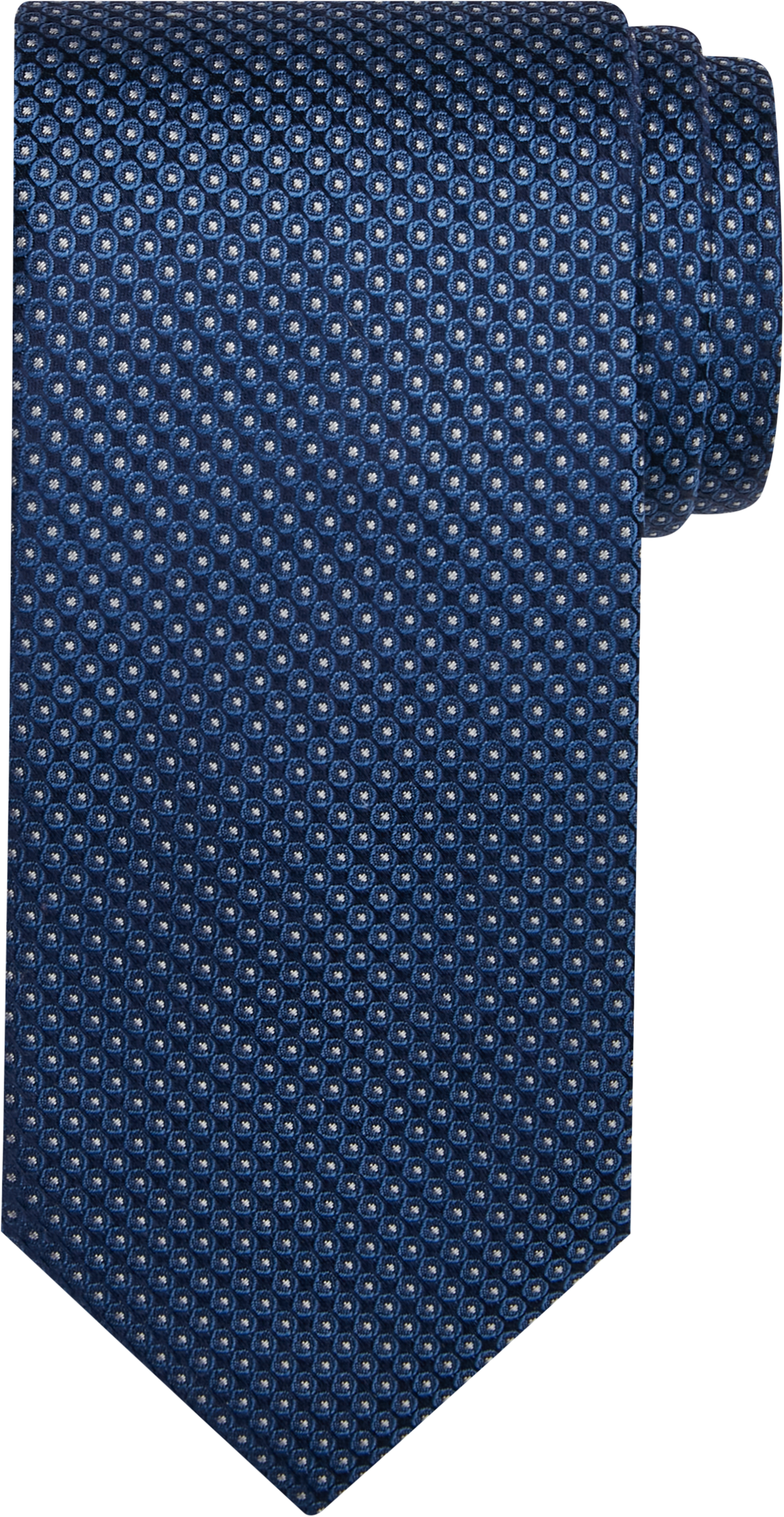 Pronto Uomo Narrow Tie, Navy Circle Dot