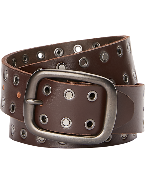 Lucky Brand Leather Grommet Belt (Brown/Black)